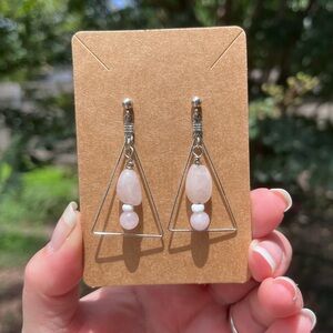 Handmade Rose Quartz Crystal Earrings